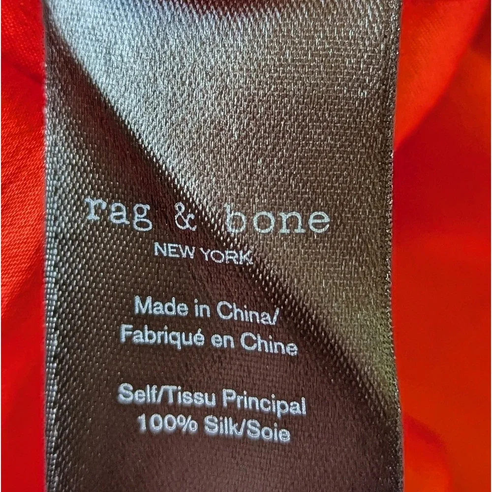 Rag & Bone Lora 100% Silk Surplice Wrap Blouse Battle Red Sz XS